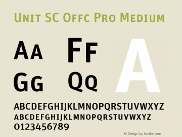 Unit SC Offc Pro Medium Version 7.504; 2010; Build 1001 Font Sample