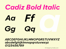 Cadiz Bold Italic 1.000图片样张
