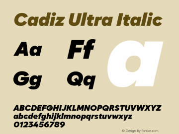 Cadiz Ultra Italic 1.000 Font Sample