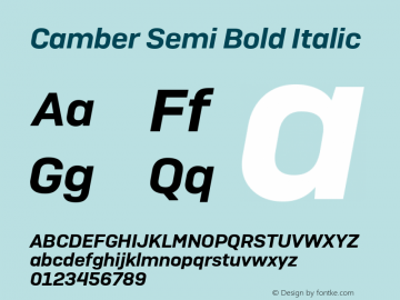 Camber Semi Bold Italic 1.000 Font Sample