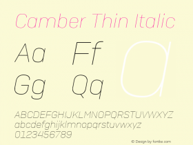 Camber Thin Italic 1.000 Font Sample