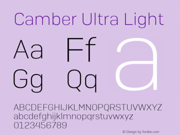 Camber Ultra Light 1.000 Font Sample