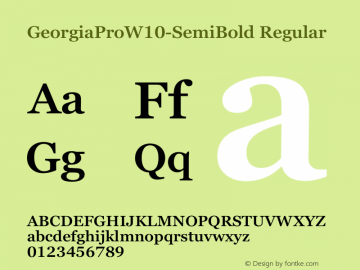 Georgia Pro W10 SemiBold Version 1.00 Font Sample