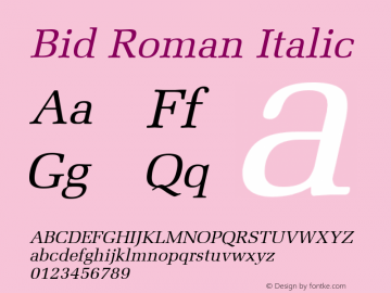Bid Roman Italic 1.0/1995: 2.0/2001图片样张