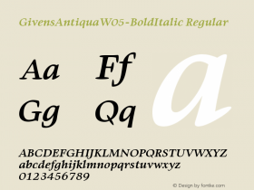 Givens Antiqua W05 Bold Italic Version 1.00图片样张