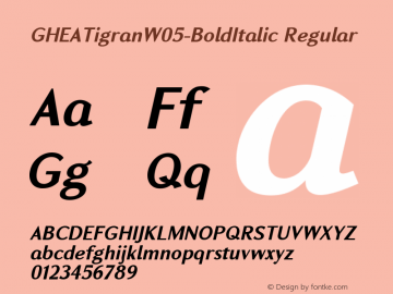 GHEA Tigran W05 Bold Italic Version 1.60图片样张