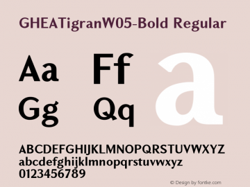 GHEA Tigran W05 Bold Version 1.60 Font Sample
