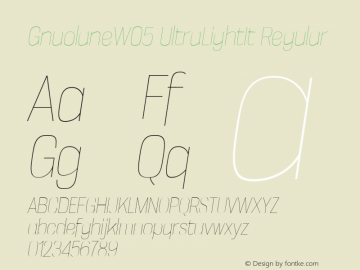 Gnuolane W05 UltraLight Italic Version 2.20 Font Sample