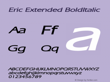 Eric Extended BoldItalic Altsys Fontographer 4.1 12/29/94图片样张