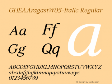 GHEA Aragast W05 Italic Version 1.60图片样张