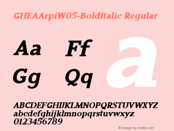 GHEA Arpi W05 Bold Italic Version 1.00 Font Sample