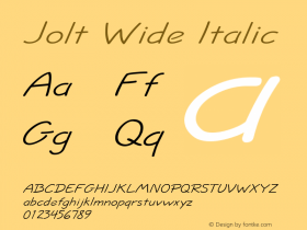 Jolt Wide Italic Altsys Fontographer 4.1 1/7/95图片样张