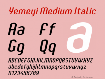 YemeyiMediumItalic Version 1.0; Jan 2021 by Audry Kitoko Makelele Font Sample