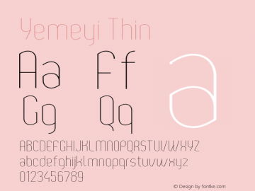 YemeyiThin Version 1.0; Jan 2021 by Audry Kitoko Makelele Font Sample