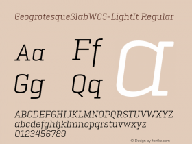 Geogrotesque Slab W05 Light It Version 1.00 Font Sample