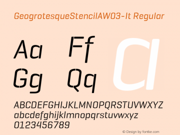 GeogrotesqueStencil A W03 Rg It Version 2.00 Font Sample