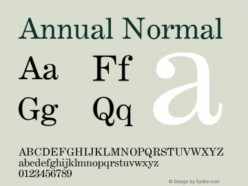 Annual Normal Altsys Fontographer 4.1 5/28/96 Font Sample