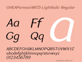 GHEA Parmani W05 Light Italic Version 1.00 Font Sample