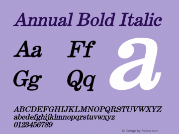 Annual Bold Italic 1.0/1995: 2.0/2001图片样张