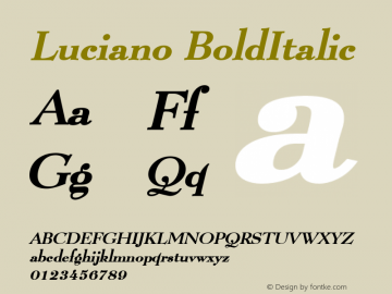 Luciano BoldItalic Altsys Fontographer 4.1 1/8/95 Font Sample