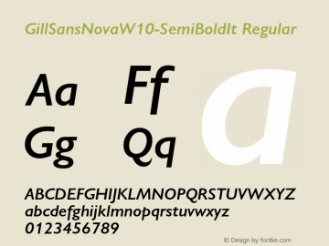 Gill Sans Nova W10 SemiBold It Version 1.00图片样张