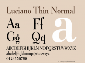 Luciano Thin Normal Altsys Fontographer 4.1 1/8/95 Font Sample