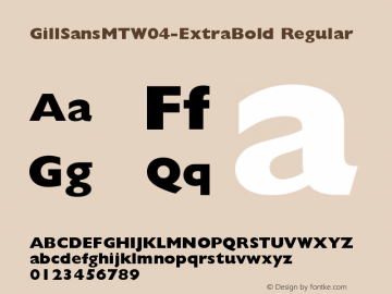 Gill Sans MT W04 ExtraBold Version 1.00 Font Sample