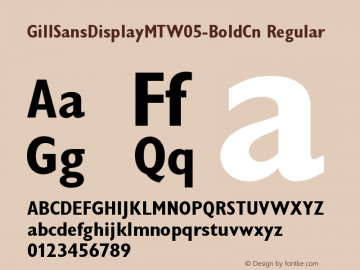 Gill Sans Display MT W05 Bd Cn Version 1.00 Font Sample
