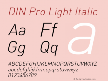 DINPro-LightItalic Version 7.504; 2005; Build 1027 Font Sample