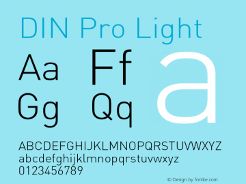 DINPro-Light Version 7.504; 2005; Build 1027 Font Sample