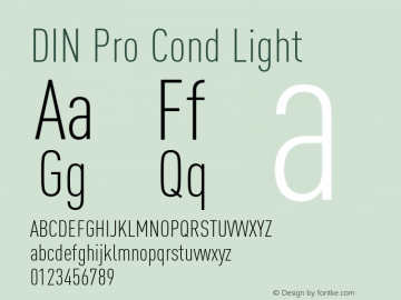 DINPro-CondLight Version 7.504; 2005; Build 1027 Font Sample