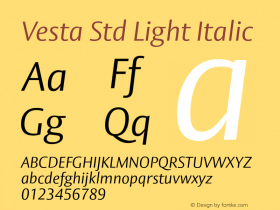 VestaStd-LightItalic Version 1.00图片样张