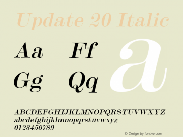Update 20 Italic 1.0 Tue Oct 30 16:16:38 2001图片样张