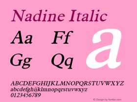 Nadine Italic Altsys Fontographer 4.1 1/9/95图片样张