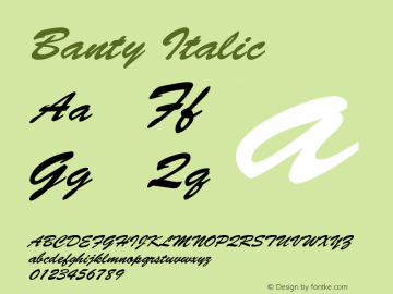 Banty Italic Altsys Fontographer 4.1 12/26/94图片样张
