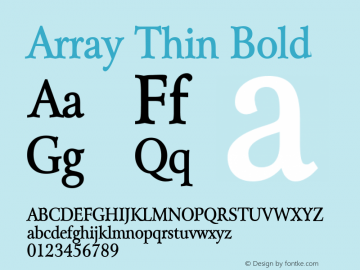 Array Thin Bold Altsys Fontographer 4.1 12/20/94 Font Sample