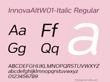 Innova Alt W01 Italic Version 1.50 Font Sample