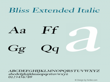 Bliss Extended Italic 1.0 Tue Jul 27 21:28:03 1993图片样张