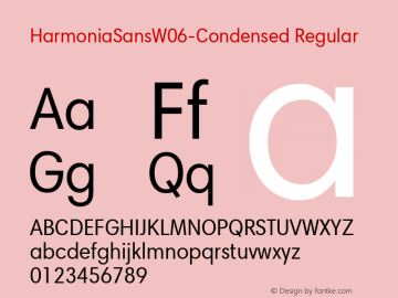 Harmonia Sans W06 Condensed Version 1.00 Font Sample