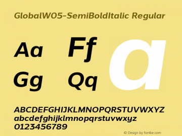 Global W05 SemiBold Italic Version 1.20 Font Sample