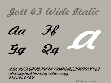 Jott 43 Wide Italic Altsys Fontographer 4.1 1/7/95 Font Sample