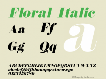 Floral Italic 1.0/1995: 2.0/2001 Font Sample