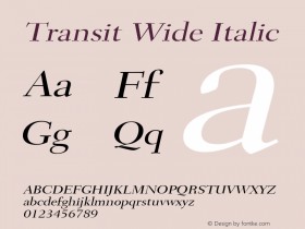 Transit Wide Italic Altsys Fontographer 4.1 1/10/95 Font Sample