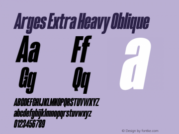 Arges Extra Heavy Oblique Version 1.000 | w-rip DC20190830 Font Sample