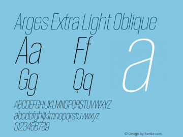 Arges Extra Light Oblique Version 1.000 | w-rip DC20190830 Font Sample