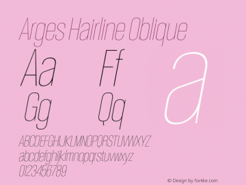 Arges Hairline Oblique Version 1.000 | w-rip DC20190830 Font Sample