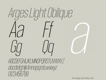 Arges Light Oblique Version 1.000 | w-rip DC20190830 Font Sample