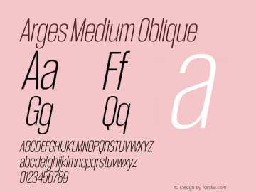 Arges Medium Oblique Version 1.000 | w-rip DC20190830 Font Sample