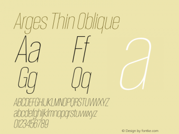 Arges Thin Oblique Version 1.000 | w-rip DC20190830 Font Sample