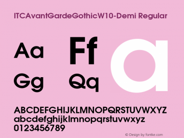 ITC Avant Garde Gothic W10 Dm Version 1.00 Font Sample